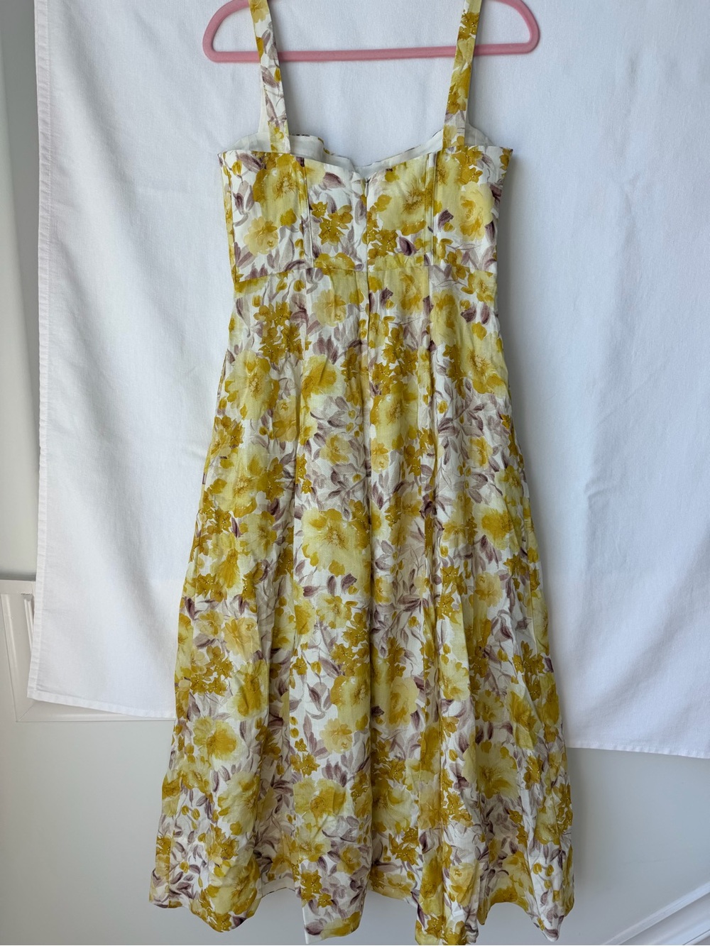Bardot Lilah Corset Midi Dress in Yellow Floral Size 6 New - Picture 6 of 8
